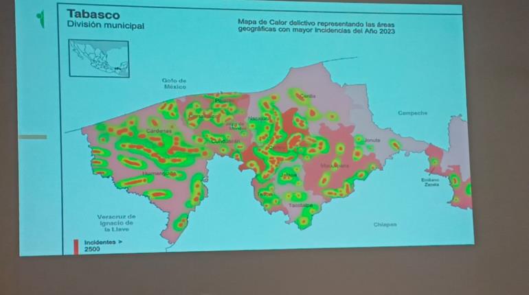 Mesa de Seguridad diseña "Mapa de Calor Delictivo" de Tabasco, que presentarán a candidatos