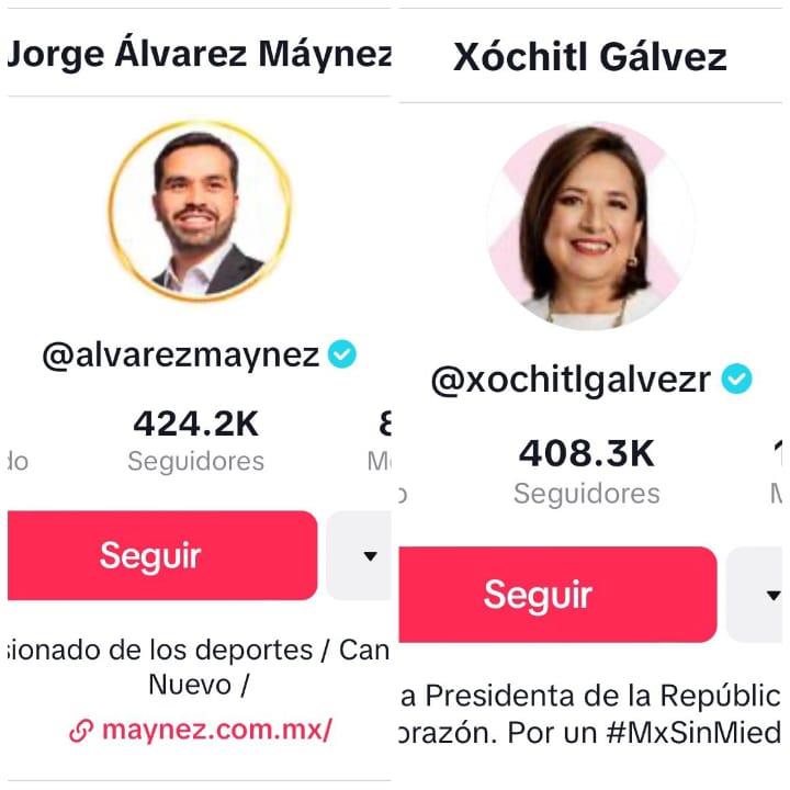 Máynez presume que "le dio la vuelta" a Xóchitl en número de seguidores en TikTok