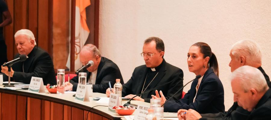 Dialoga Sheinbaum con Iglesia Católica; obispos piden soluciones a inseguridad