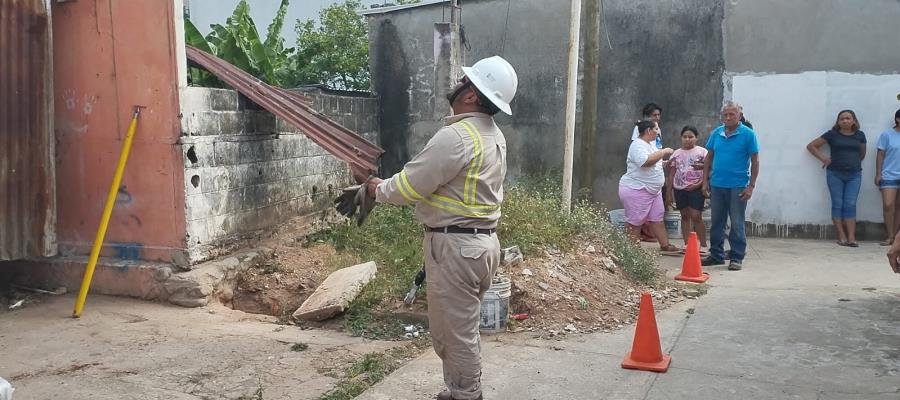 Luego de tres días sin luz restablecen servicio en el andador Carlos Hilario, de Infonavit Atasta