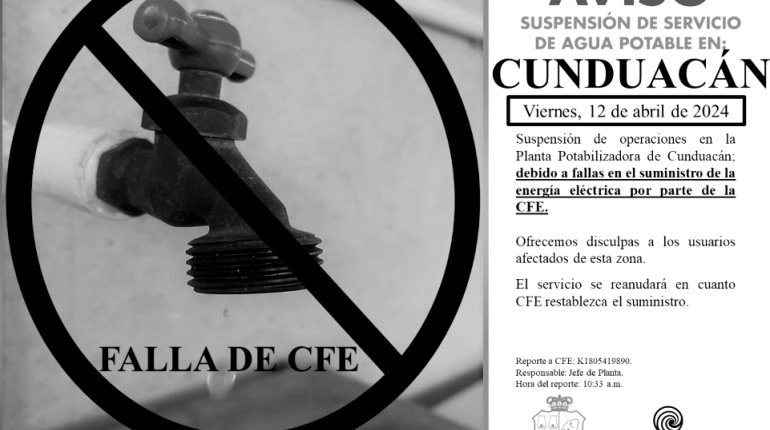 6 potabilizadoras suspendieron temporalmente su servicio por fallas de CFE en Tabasco