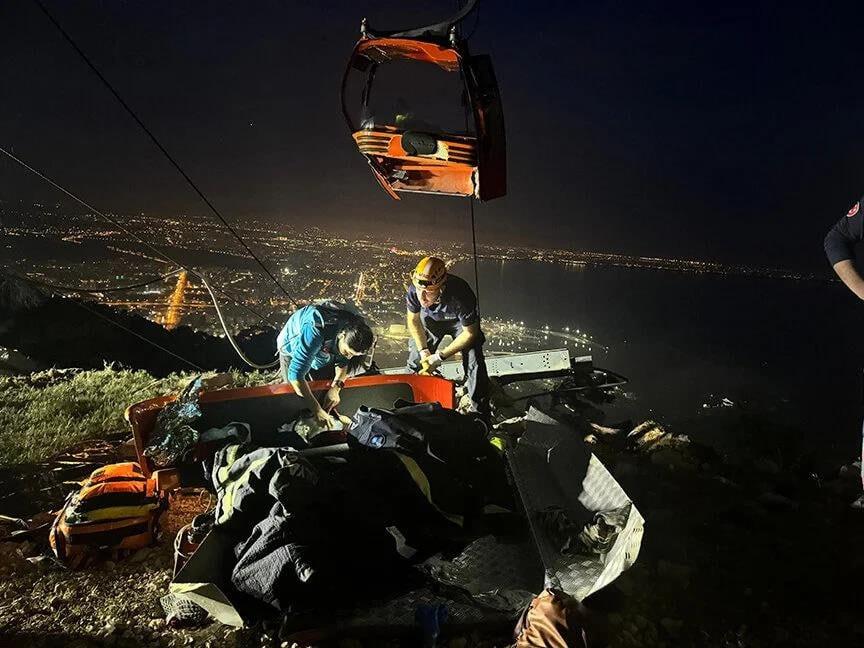 Rescatan en Turquía a 174 personas que quedaron atrapadas en teleférico por 23 horas