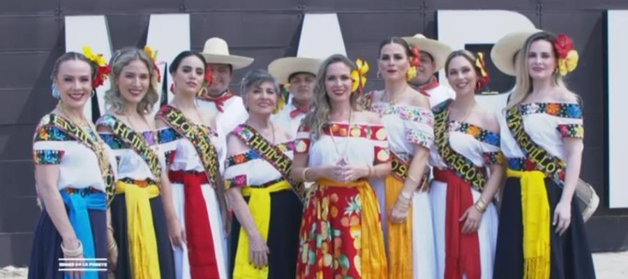 A disfrutar de la Feria Tabasco con respeto, llama Minés de la Fuente junto a flores y embajadoras de años anteriores 