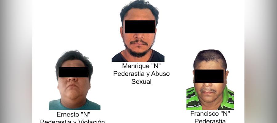 Caen 3 sujetos por pederastia, violación y abuso sexual en Tabasco 