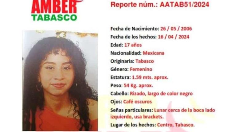 Buscan a Vanessa Méndez Pérez, menor desaparecida en Centro