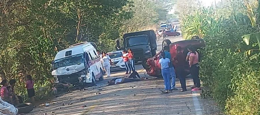 Accidente en la vía Zapata–Tenosique deja al menos dos muertos y 10 lesionados