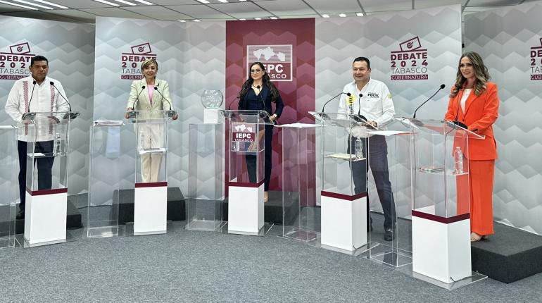 Candidatos a la gubernatura aprovechan conclusión del primer debate para darse un último agarrón