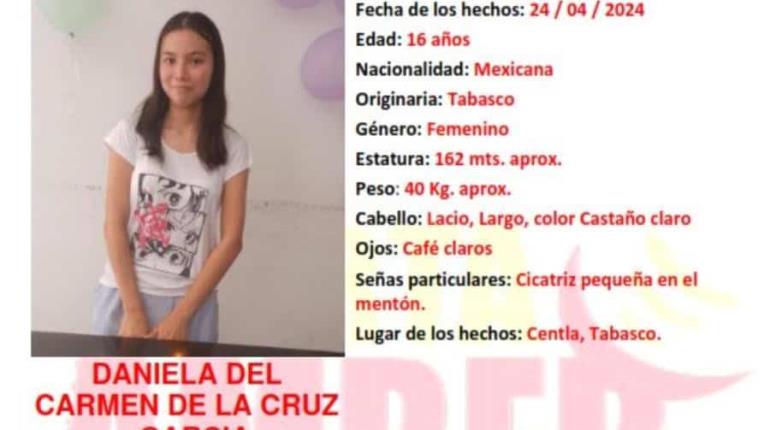 Alerta Amber para encontrar a Daniela del Carmen de la Cruz García