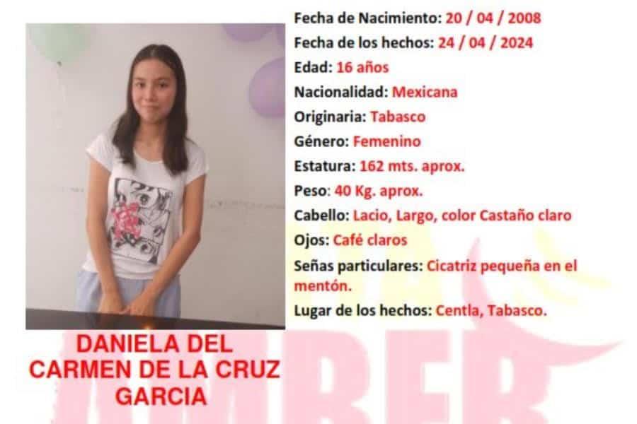 Alerta Amber para encontrar a Daniela del Carmen de la Cruz García