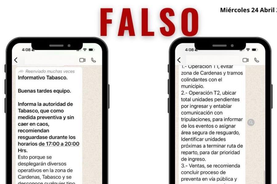 Advierte Gobierno de Tabasco sobre falsos mensajes de alerta que circulan por WhatsApp