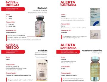 Alerta Cofepris por venta de medicamentos falsificados para tratamiento de cáncer de mama, VIH y un anestésico 