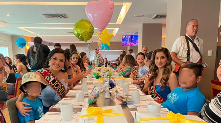 Desayunan embajadoras con niños de la fundación Los Ángeles del Mago Chong-Tall