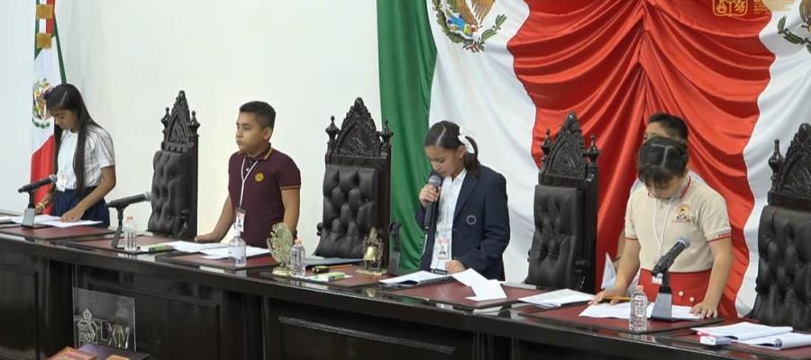 Niños celebran su día con el 19 Congreso de las Niñas y los Niños Legisladores de Tabasco