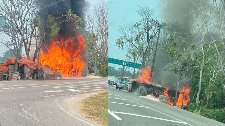 Se quema inmueble en la Villahermosa–Cárdenas