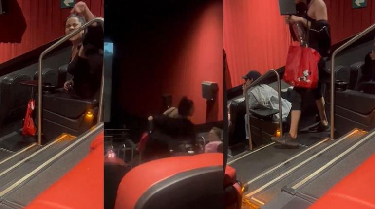 ¡Lady Cinemex! Sacan a mujer de sala de cine tras pelear con asistentes