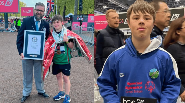 Joven con síndrome de Down rompe Récord Guinness tras concluir el icónico Maratón de Londres