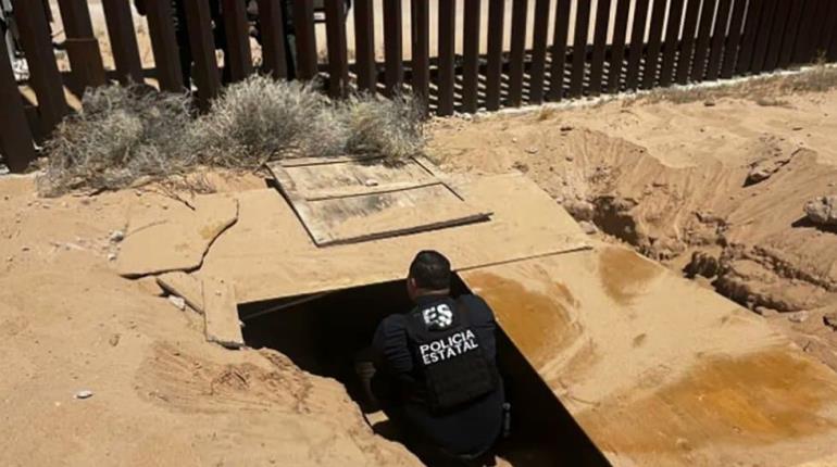 Descubren "narcotúnel" bajo el muro fronterizo en Sonora