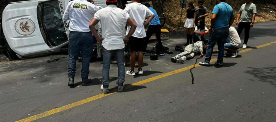 7 elementos de la Guardia Nacional heridos por accidente automovilístico en Morelia