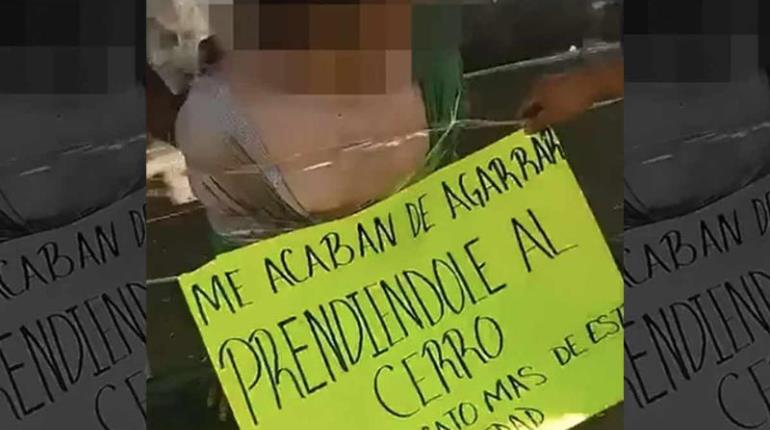 Amarran con cinta a presunto responsable de incendio forestal en Michoacán