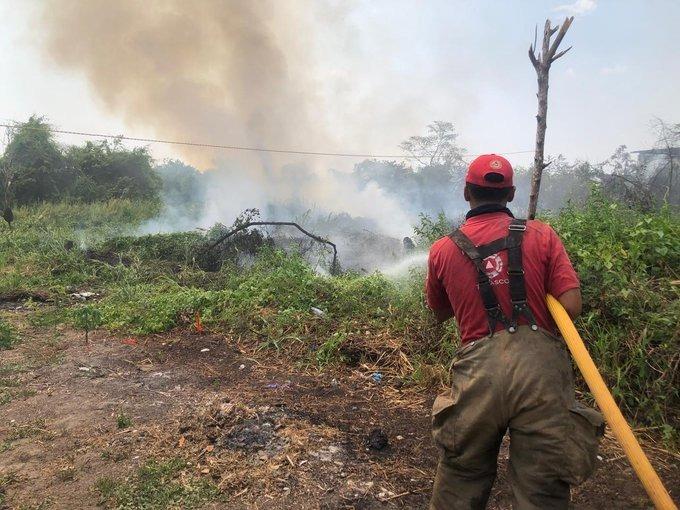 Incendios consumen 45 hectáreas en Tenosique; en Teapa afecta relleno sanitario