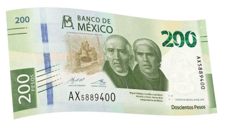 Lanza Banxico nuevo billete de 200 pesos, por 30 años de autonomía