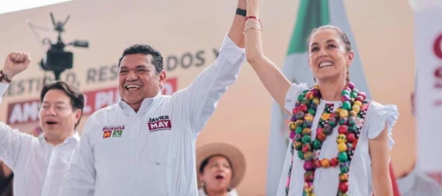 Este lunes Claudia Sheinbaum cerrará campaña con Javier May en Tabasco