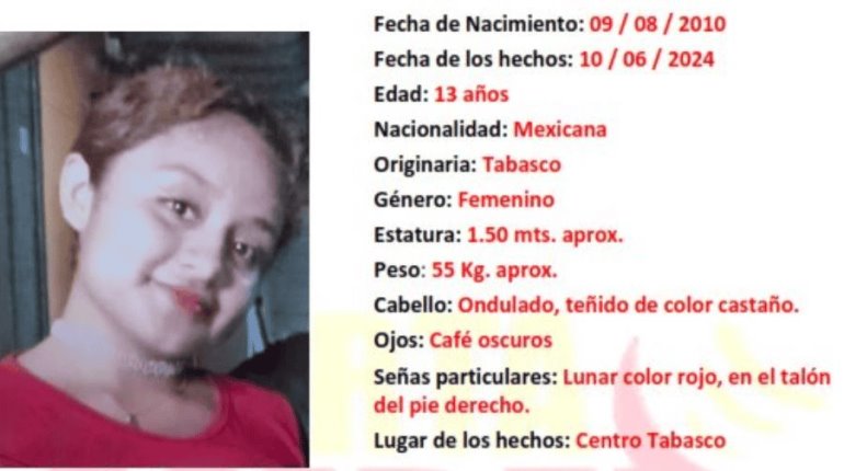 Buscan a menor Sandra Guadalupe Ezcalante Cruz desaparecida en Centro