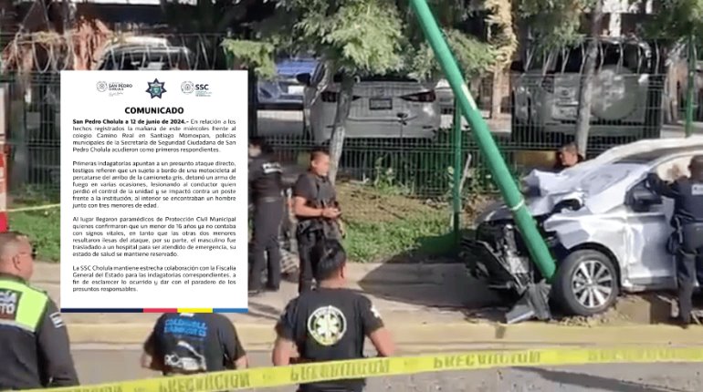 Ataque armado frente a escuela en Cholula deja un alumno muerto