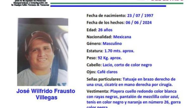 Buscan a José Wilfrido Frausto Villegas, desaparecido de la Lima, Parrilla