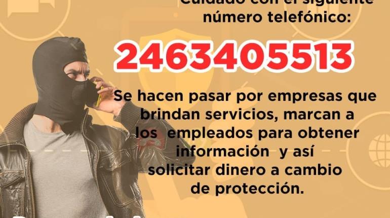 Advierte FGE de número de teléfono utilizado para extorsionar