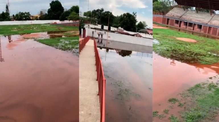 Exhiben en redes anegaciones en nuevo estadio de beisbol de Balancán