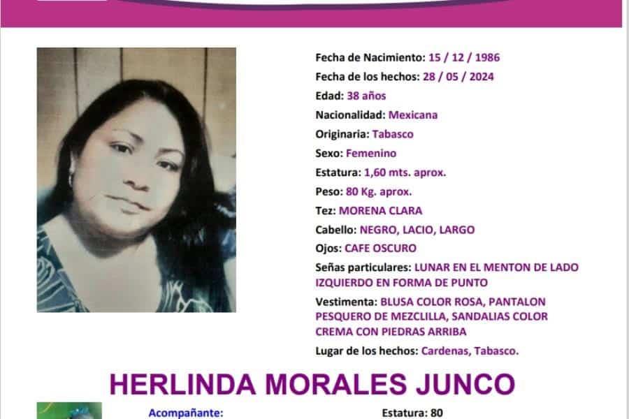 Buscan a Herlinda Morales, desaparecida junto a sus dos hijos en Cárdenas