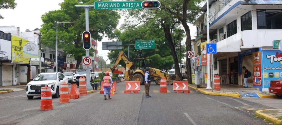 Realizan nueva adecuación vial en Paseo Tabasco por obras del sistema pluvial en el malecón