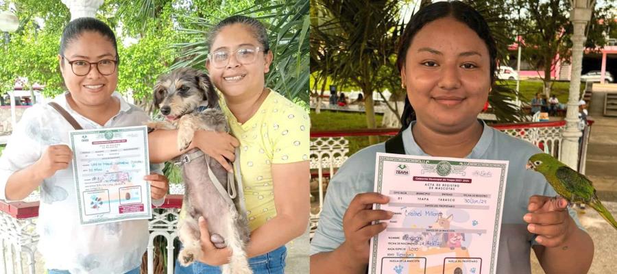 Teapa realiza registro de animales de compañía, asentaron hasta loros