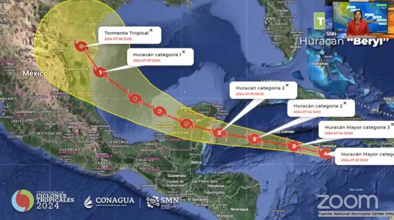 "Beryl" impactará Quintana Roo como huracán categoría 2