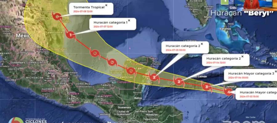 "Beryl" impactará Quintana Roo como huracán categoría 2