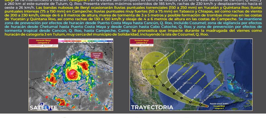 AMLO recomienda a pobladores de Tulum trasladarse a zonas altas ante impacto de Beryl