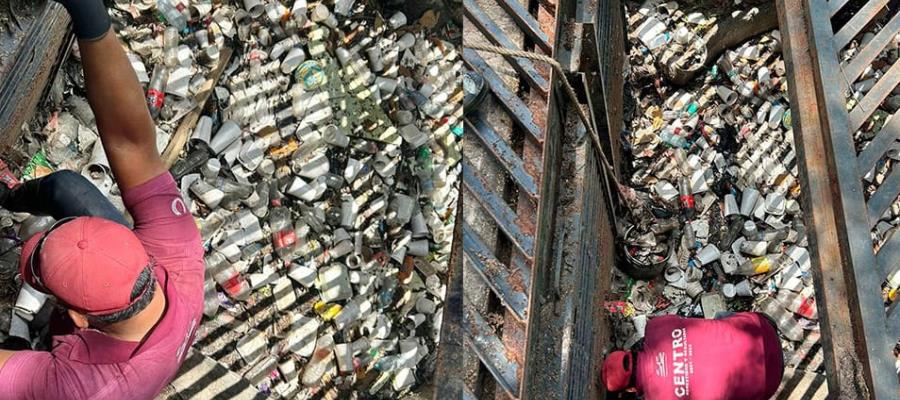 Encuentran llena de basura rejillas internas del cárcamo Gaviotas Norte