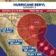 Beryl impactará Texas el lunes; se prevé que se fortalezca tras su paso por México