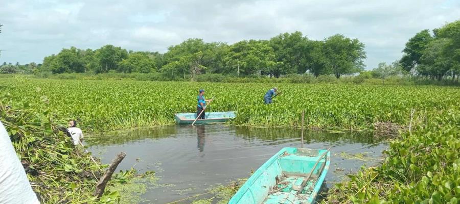 Conagua realiza brechas provisionales en río González para el paso de las lanchas en El Espino