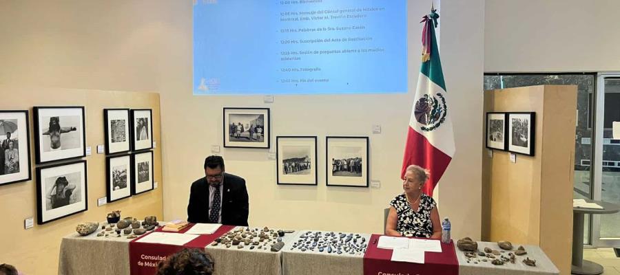 Mexicana que reside en Canadá devuelve 257 piezas arqueológicas