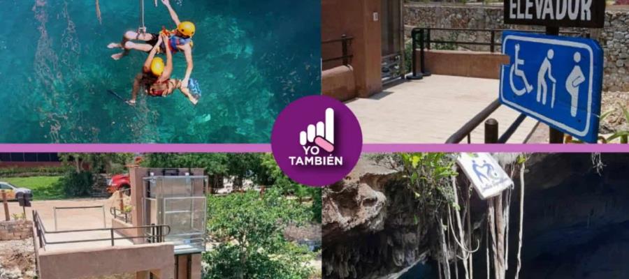 Maravilla natural incluyente: Así es el primer cenote con elevador para pcd en Yucatán