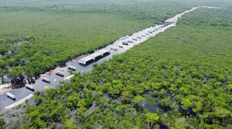 Comunidades de Bacalar acusan que Tren Maya impide el flujo del agua de lluvia