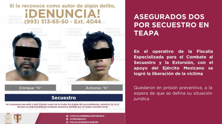 Detienen a presuntos secuestradores y rescatan a víctima en Teapa