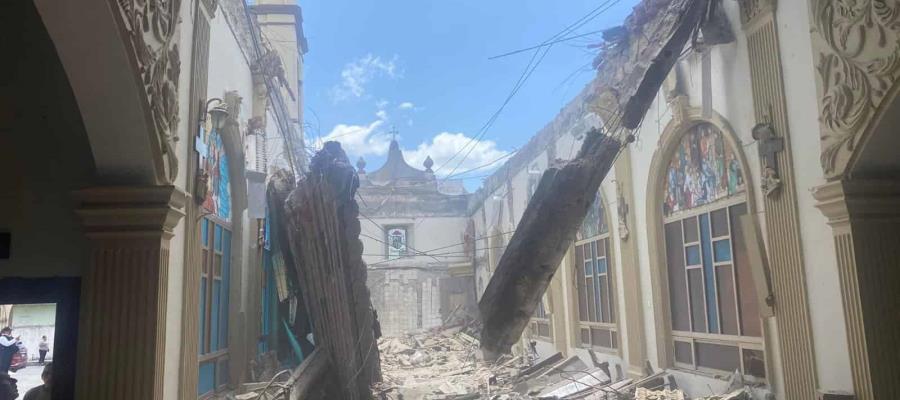 Colapsa techo de la parroquia San Gregorio Magno en Nuevo León