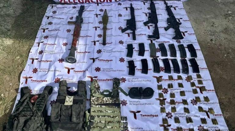 Aseguran lanzacohetes, armas largas y un vehículo en Tamaulipas