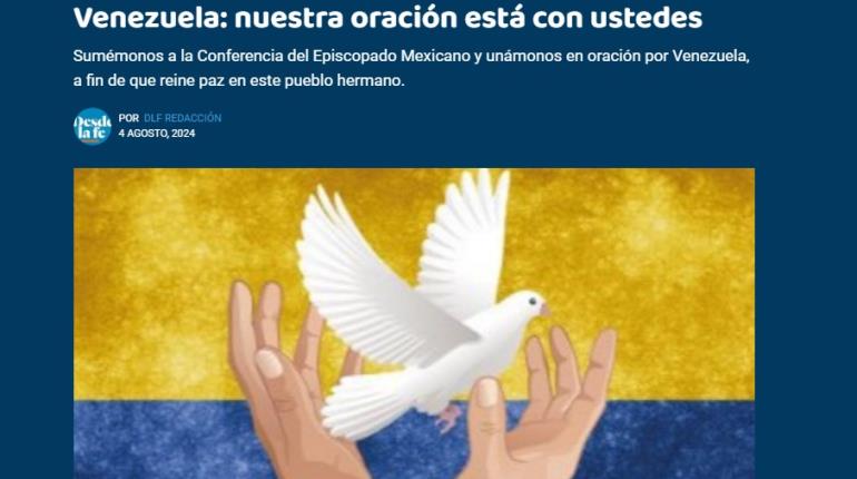 "Paz no puede ser negociable en un proceso electoral": Iglesia sobre conflicto en Venezuela