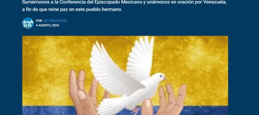 "Paz no puede ser negociable en un proceso electoral": Iglesia sobre conflicto en Venezuela