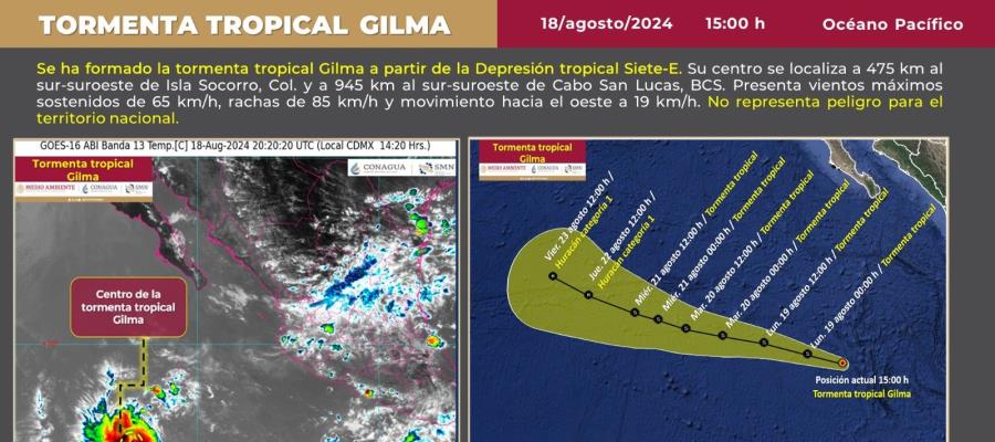 Se forma tormenta tropical Gilma en el Pacífico