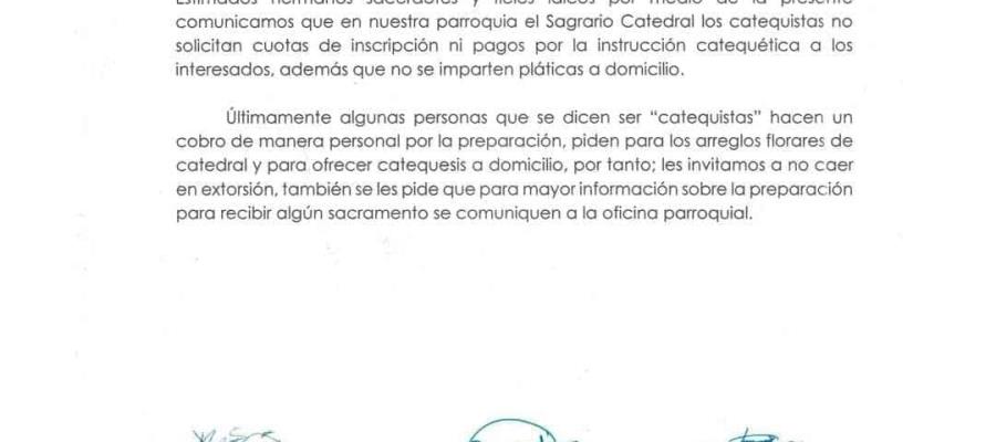 Alerta Catedral de Tabasco por "catequistas falsos" que realiza cobros por pláticas a domicilio